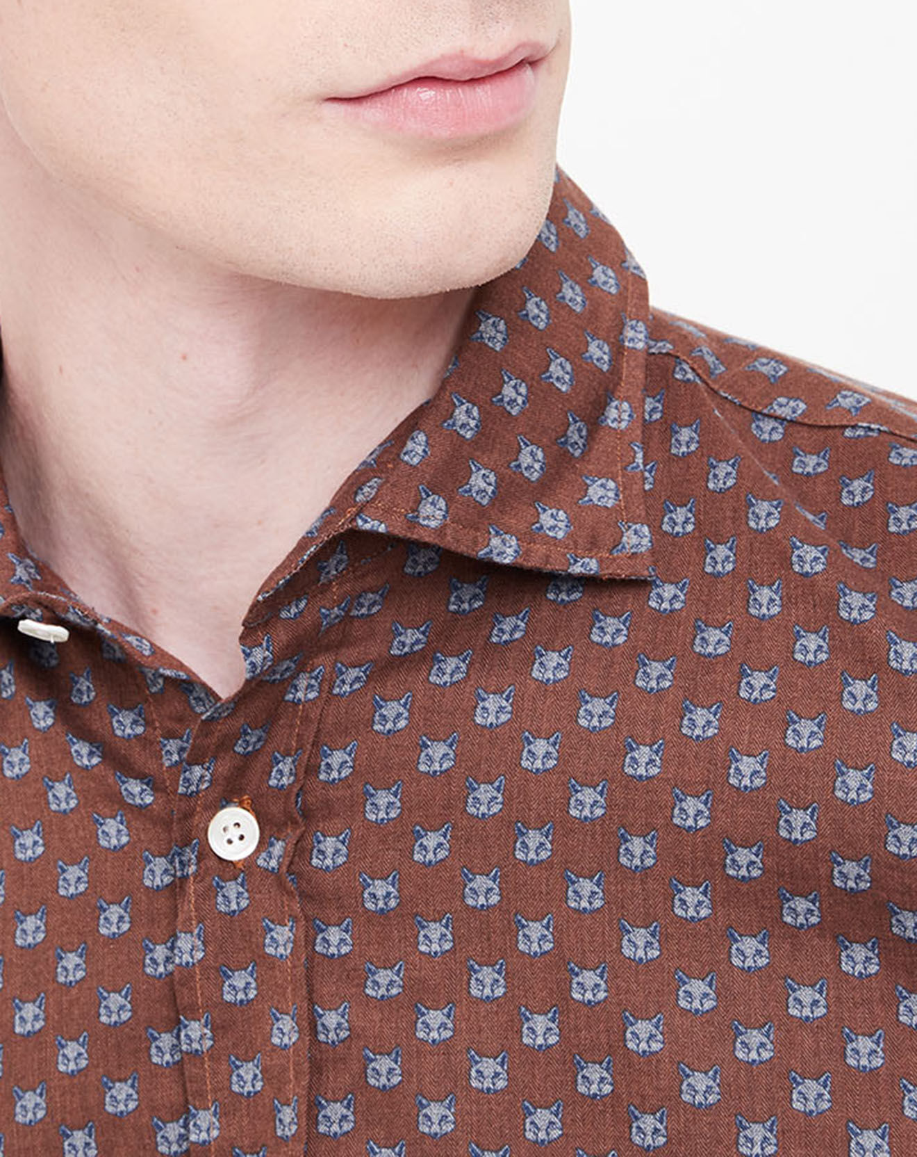 Hartford Chemise Regular en Flanelle de Coton Paul imprimé fox marron