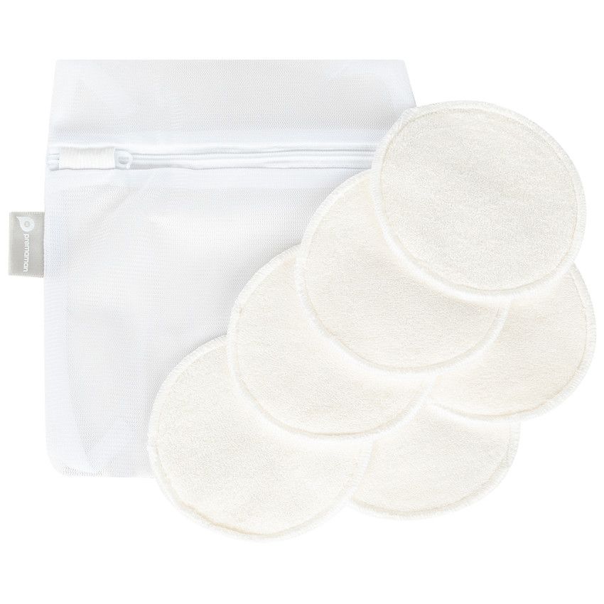 Coussinets d'allaitement lavables en fibre de bambou x6 - Ecru
