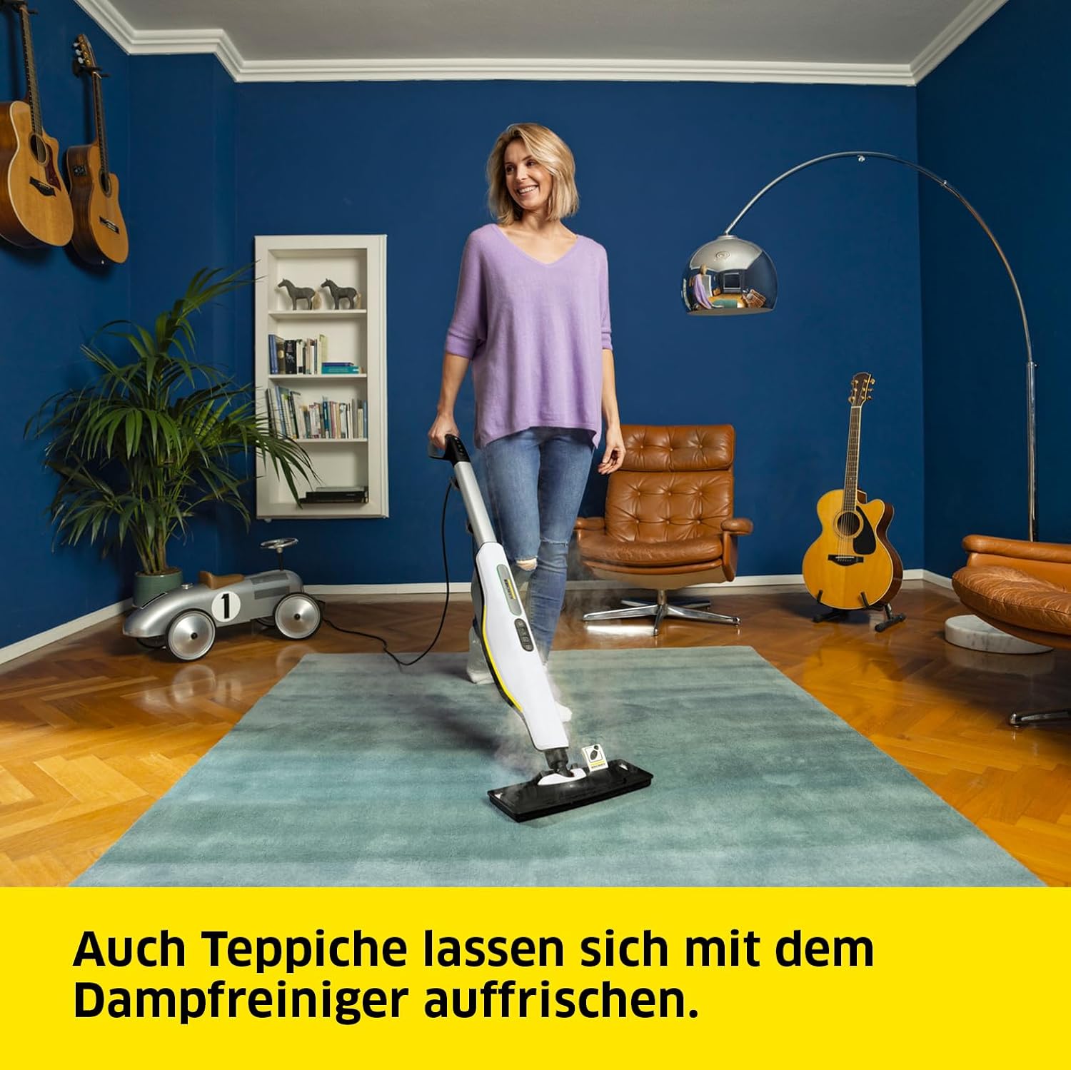 Kärcher Dampfreiniger SC 3 Upright EasyFix, Aufheizzeit: 0,5 min., Flächenleistung: ca. 60 m², Tank: 0,5 l, Heizleistung: 1.600 W, mit Bodendüse, Bodentuch, Teppichgleiter, Entkalkungskartusche