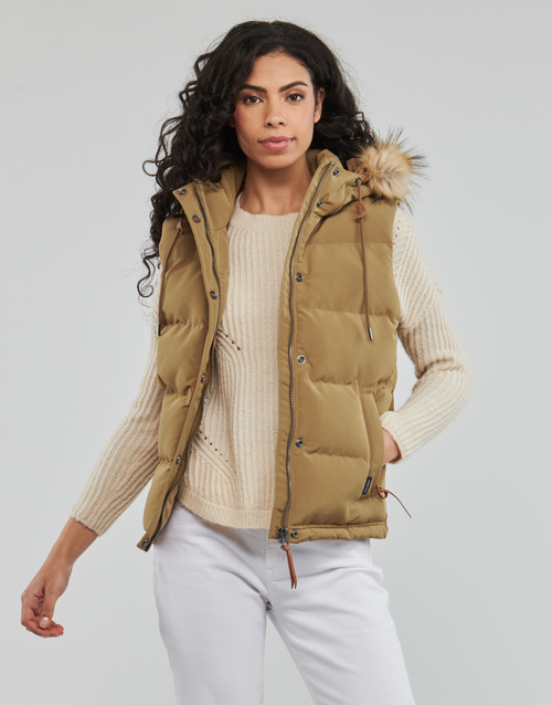 Superdry - VINTAGE EVEREST FAUX FUR GILET - Sandstone