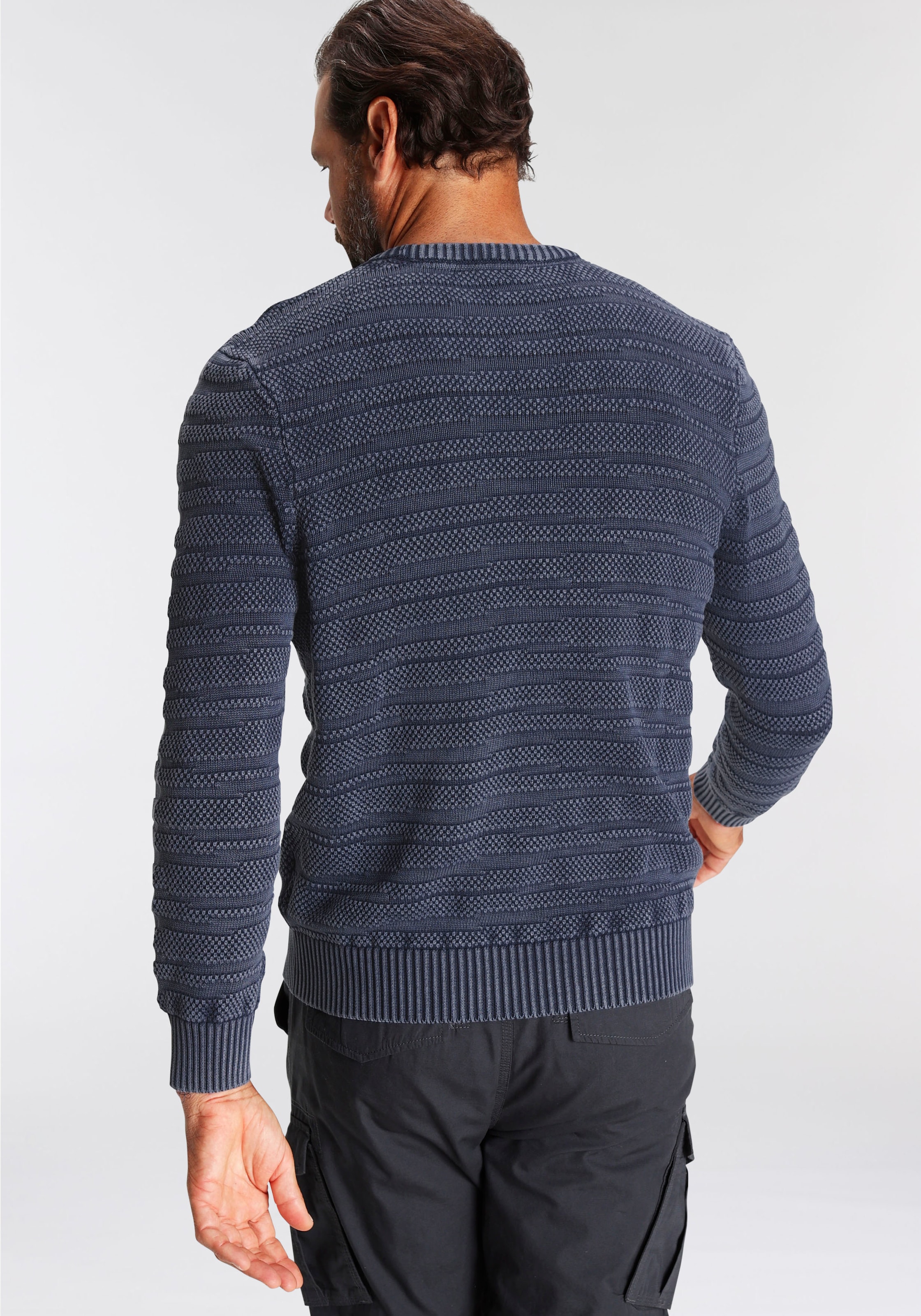 Man's World Rundhalspullover »Bis Grösse 5 XL«, mit Struktur