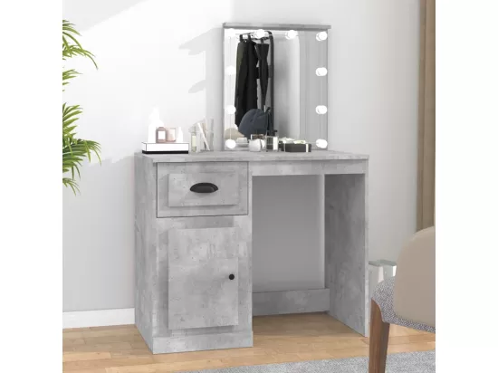 Coiffeuse avec LED gris béton 90x50x132,5 cm bois d'ingénierie