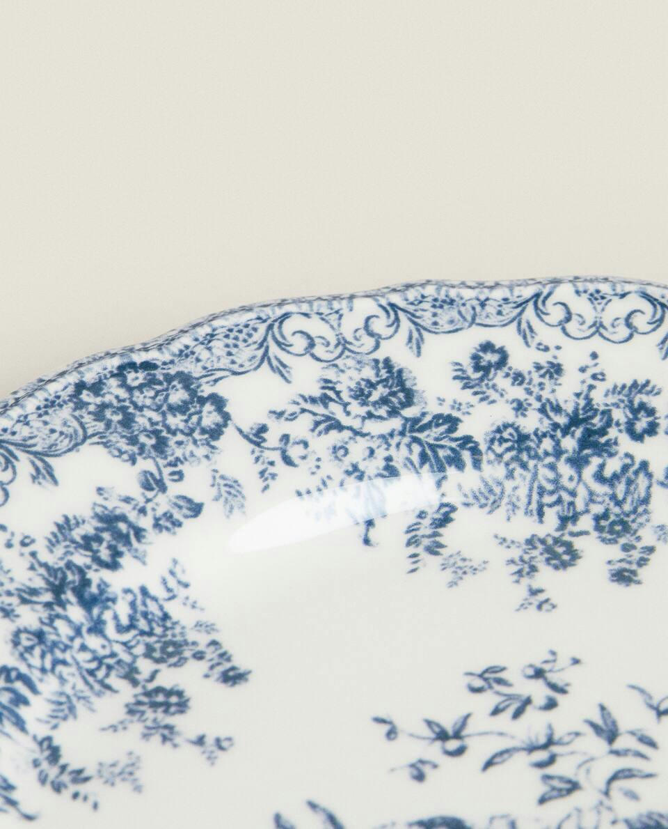 PRATO DE JANTAR DE CERÂMICA COM DETALHES FLORAL