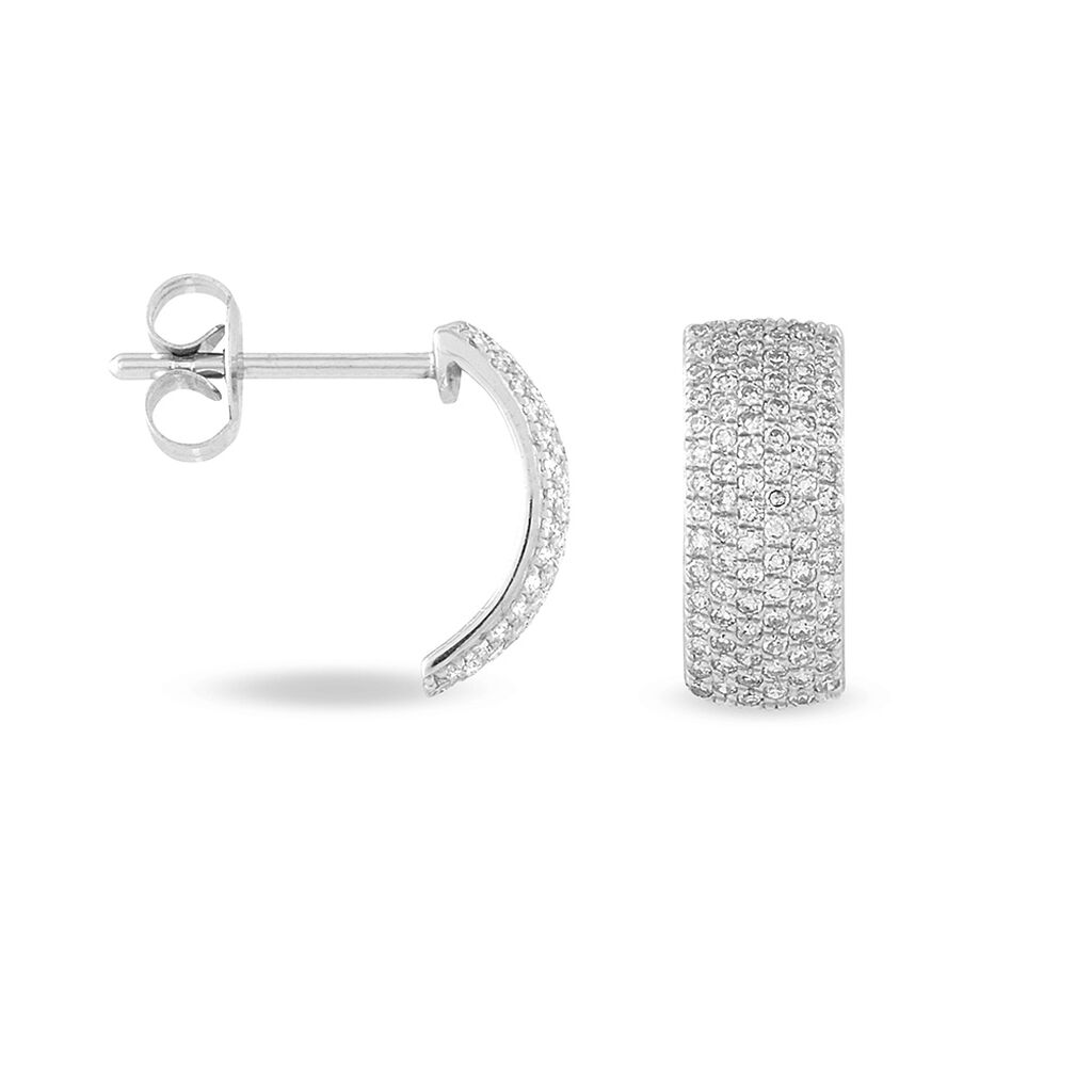 Boucles D'oreilles Puces Charlotte Or Blanc Diamant