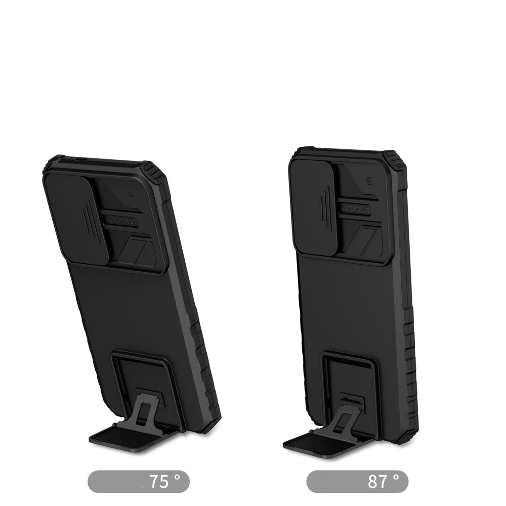 Samsung Galaxy S24 Hybrid Outdoor Hardcase Hülle mit Cam-Slider   Kickstand - Schwarz (Matt)