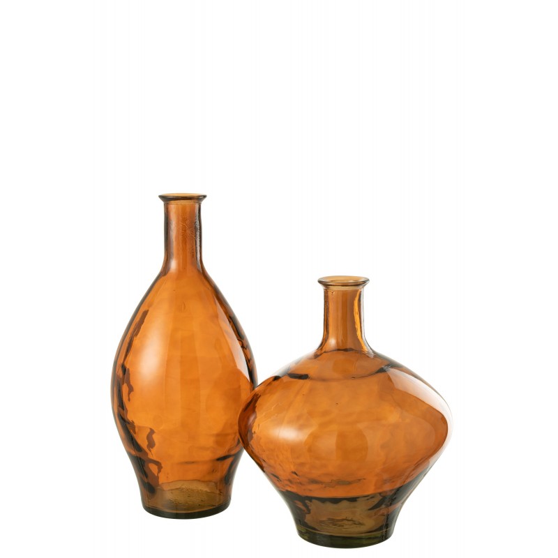Vase haut en verre marron 26x26x60 cm