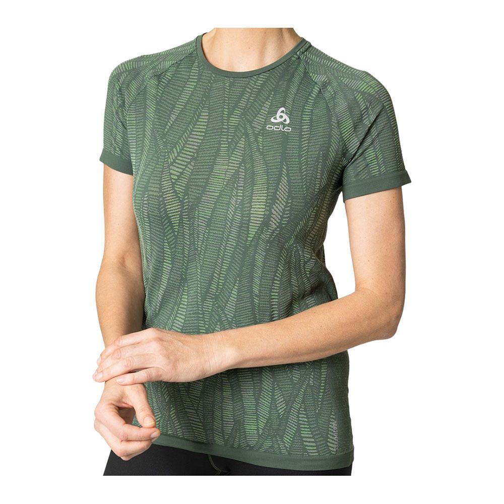Odlo ZEROWEIGHT CERAMICOOL - Maillot Femme camping green space dye
