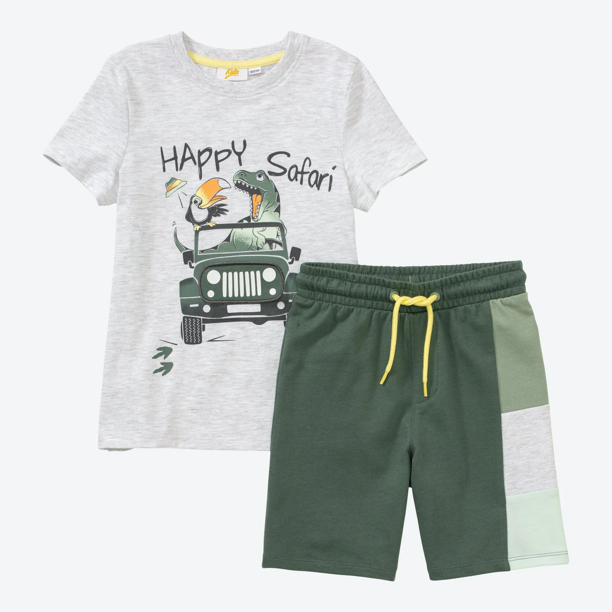 Jungen-Set mit Safari-Frontaufdruck, 2-teilig