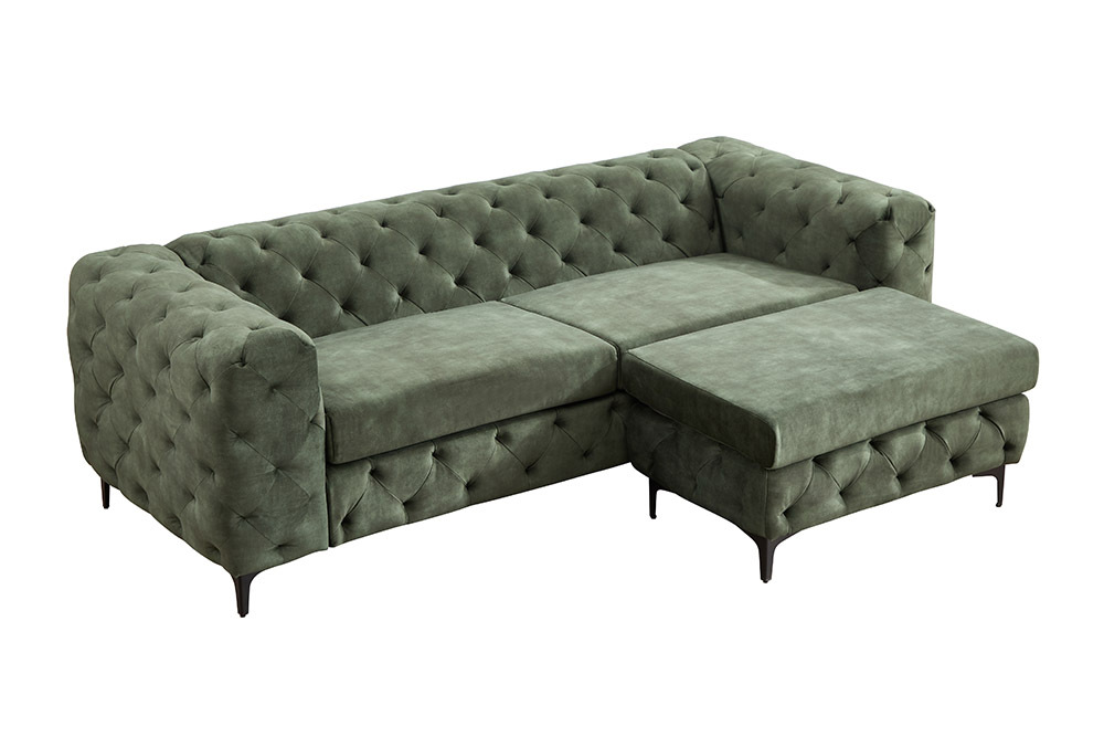 Chesterfield Sitzhocker MODERN BAROCK 95cm grün Samt Fußhocker