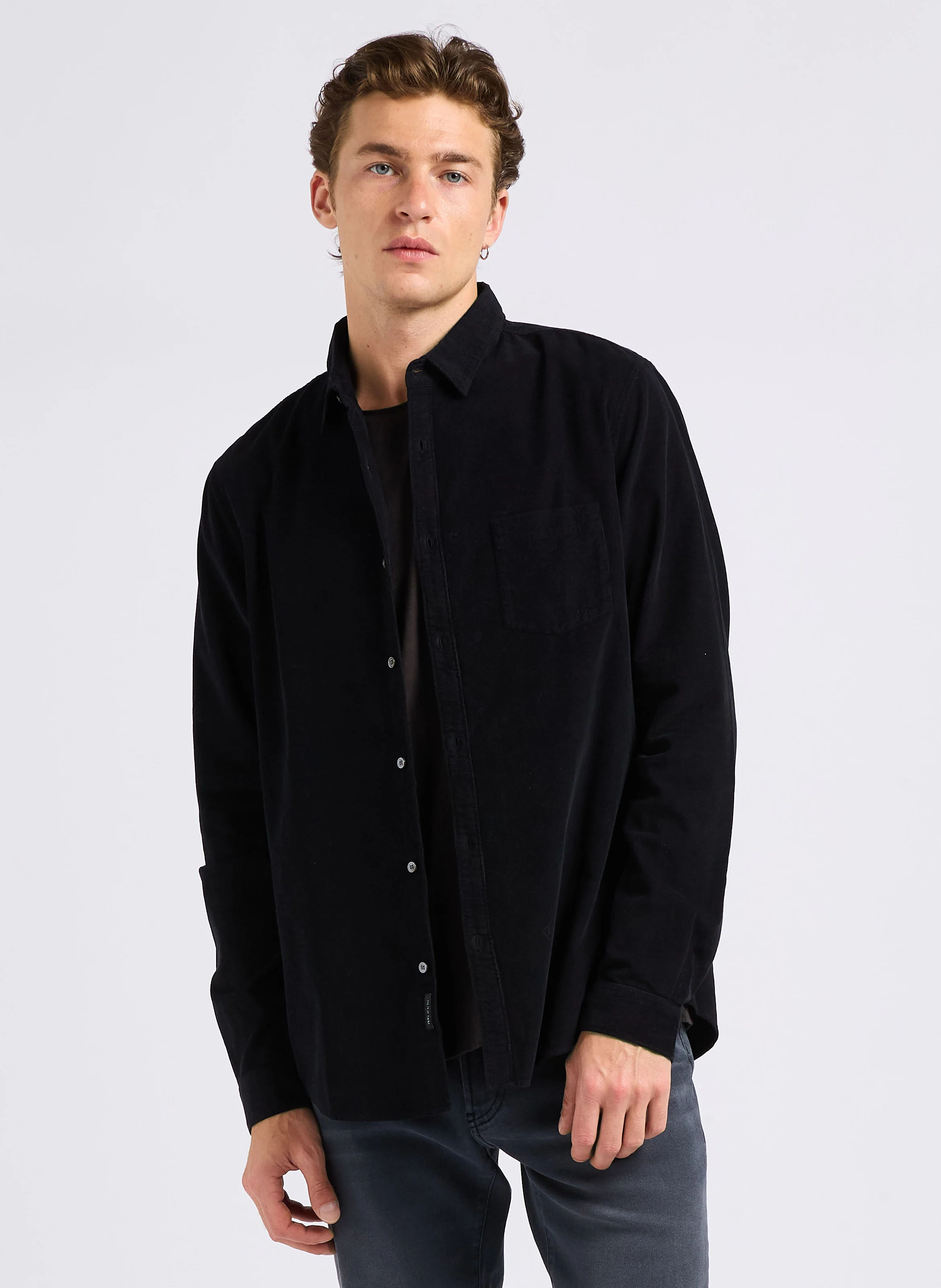 Chemise slim en coton| Noir