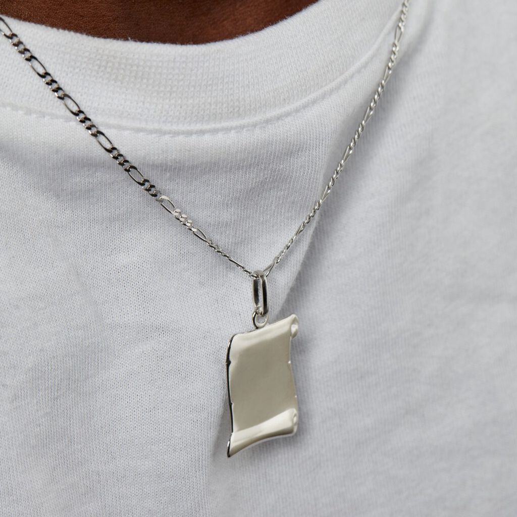 Pendentif Parchemin Argent Blanc