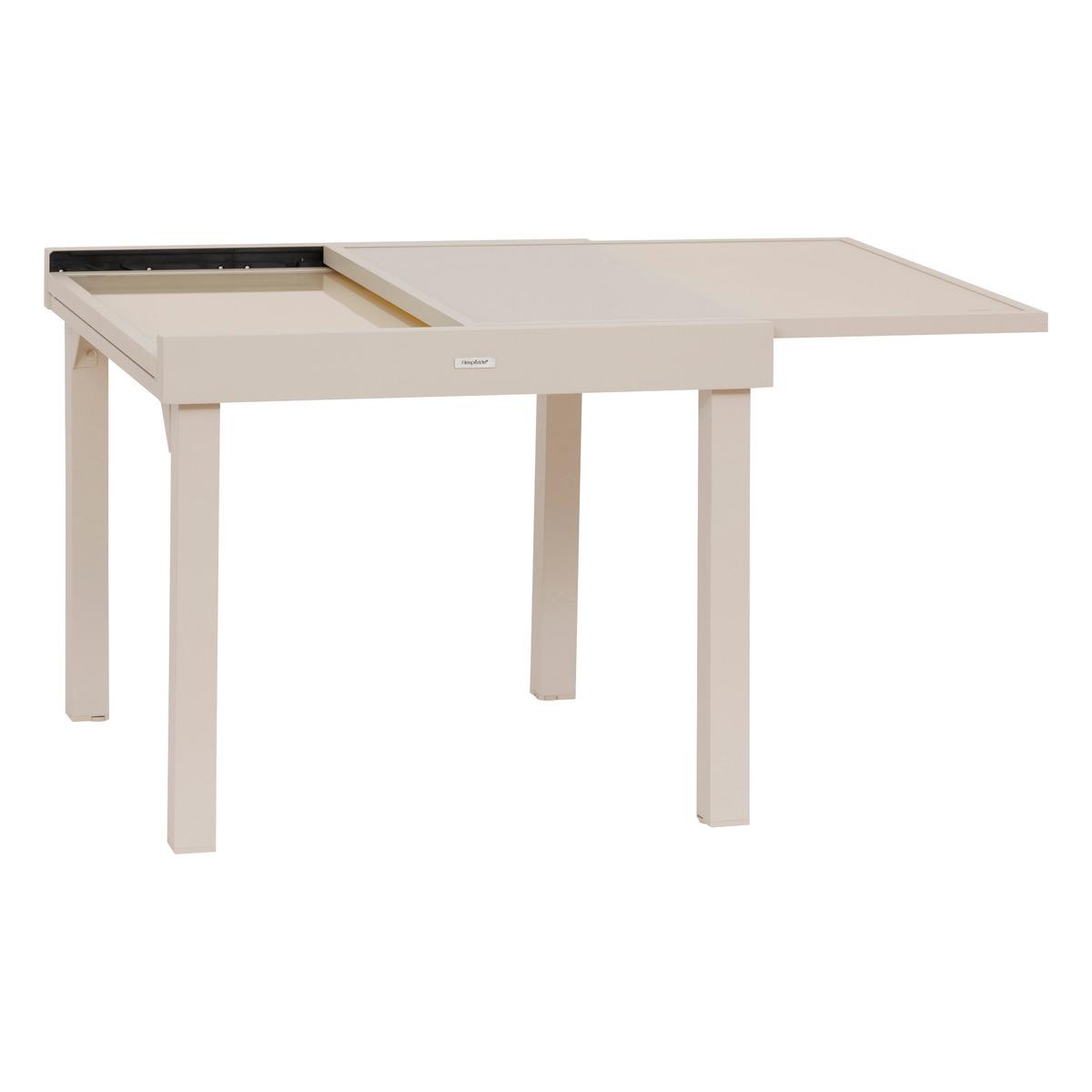 TABLE PIAZZA EXTENSIBLE VERRE CREME ARGILE 8 PLACES
