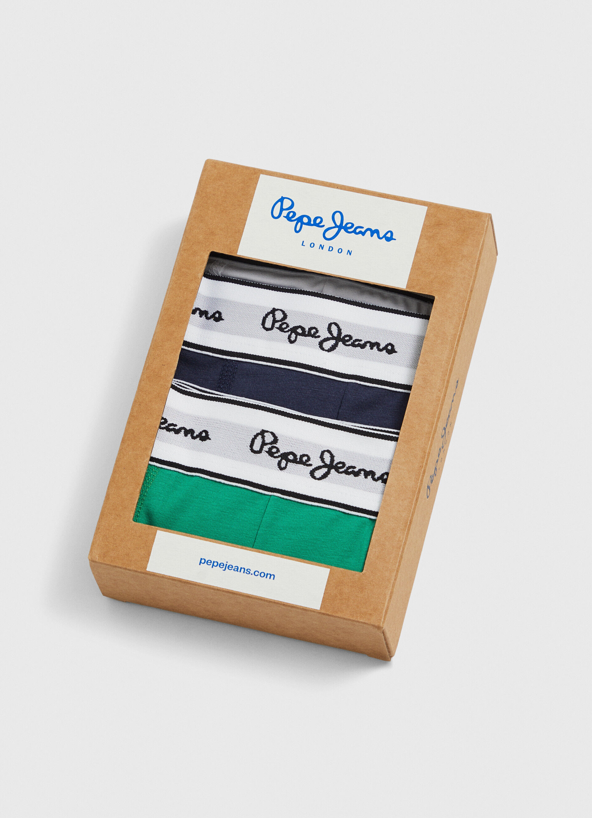 Conjunto de 3 cuecas boxer de algodão elástico - verde-musgo