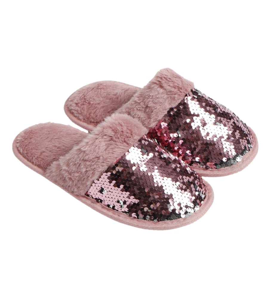 Pantufas de casa com lantejoulas Admas rosa