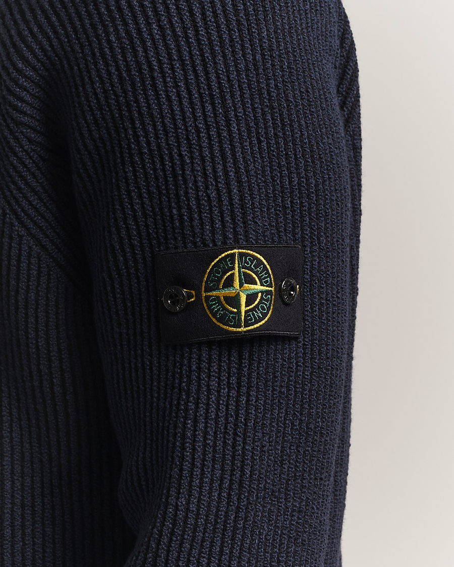Stone Island Vanisé Full Rib Wool Crew Neck Navy