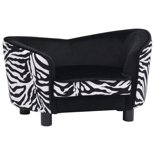 Sofá para cães com estampa de zebra, preto