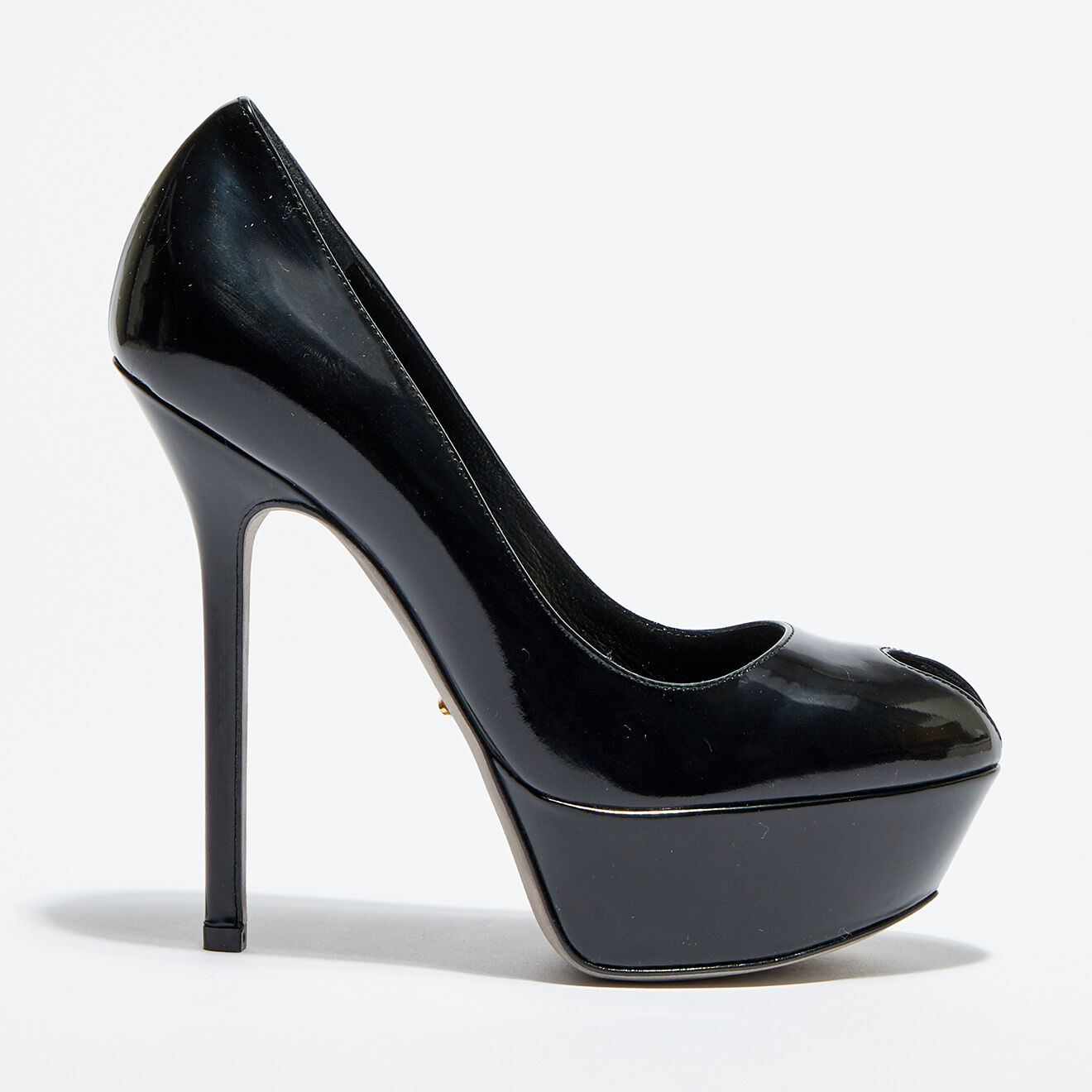 Sergio Rossi Escarpins en Cuir vernis Vit open-toe noirs Talon 13 cm