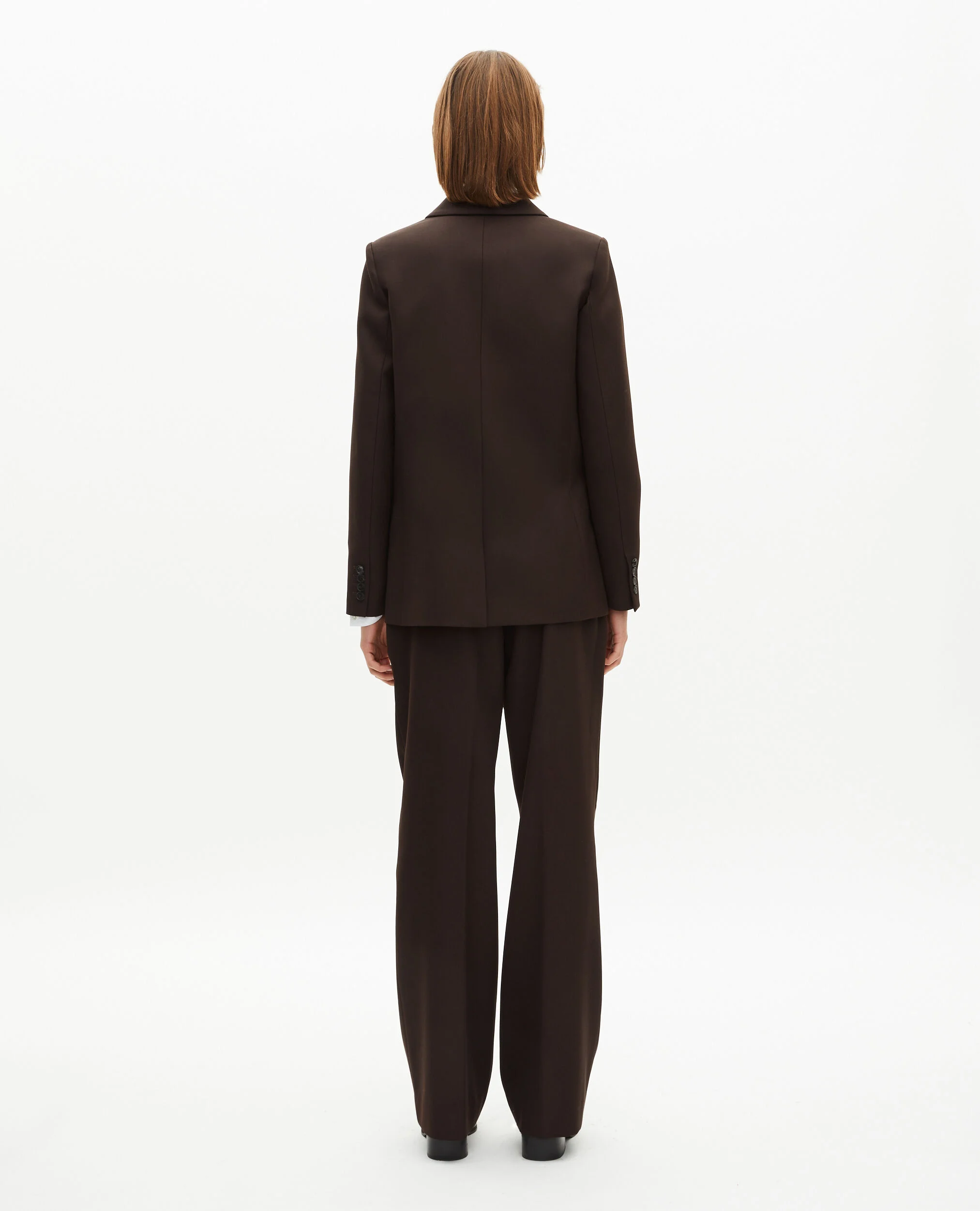 Veste tailleur en laine mélangée marron