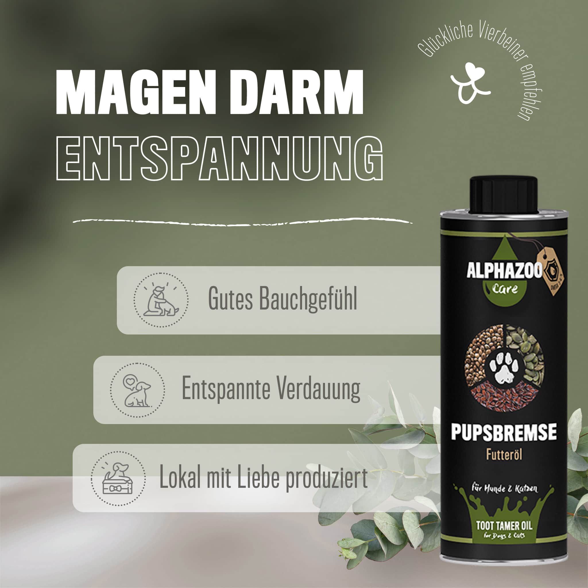 ALPHAZOO Pupsbremse Futteröl für Hunde und Katzen