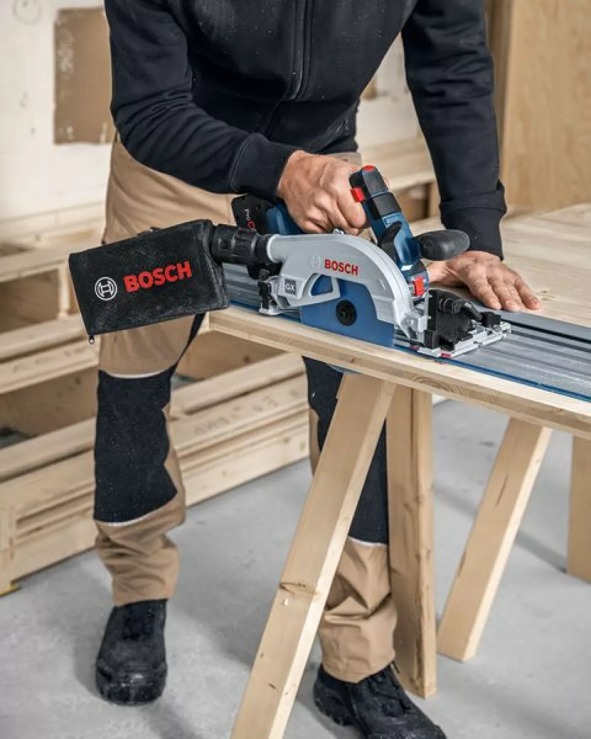 Bosch GKS 18V-57-2 GX 18V accu Afkortzaag voor geleiderail body inclusief FSN X 440 - 165mm