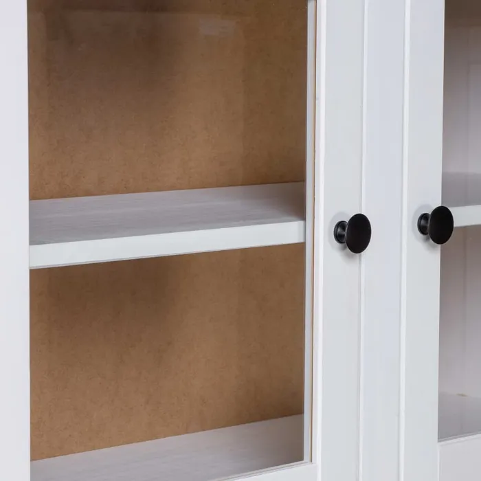 Buffet Haut Blanc 93x40,5x180 Cm Pin Gamme Panama Vaisselier et vitrine