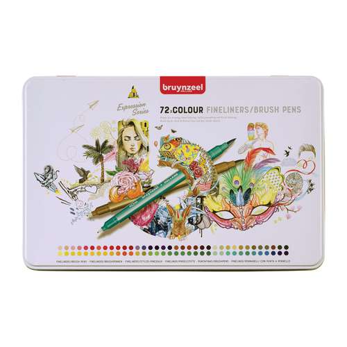 Bruynzeel Creatives Fineliner Brush Pen Sets im Metall-Etui