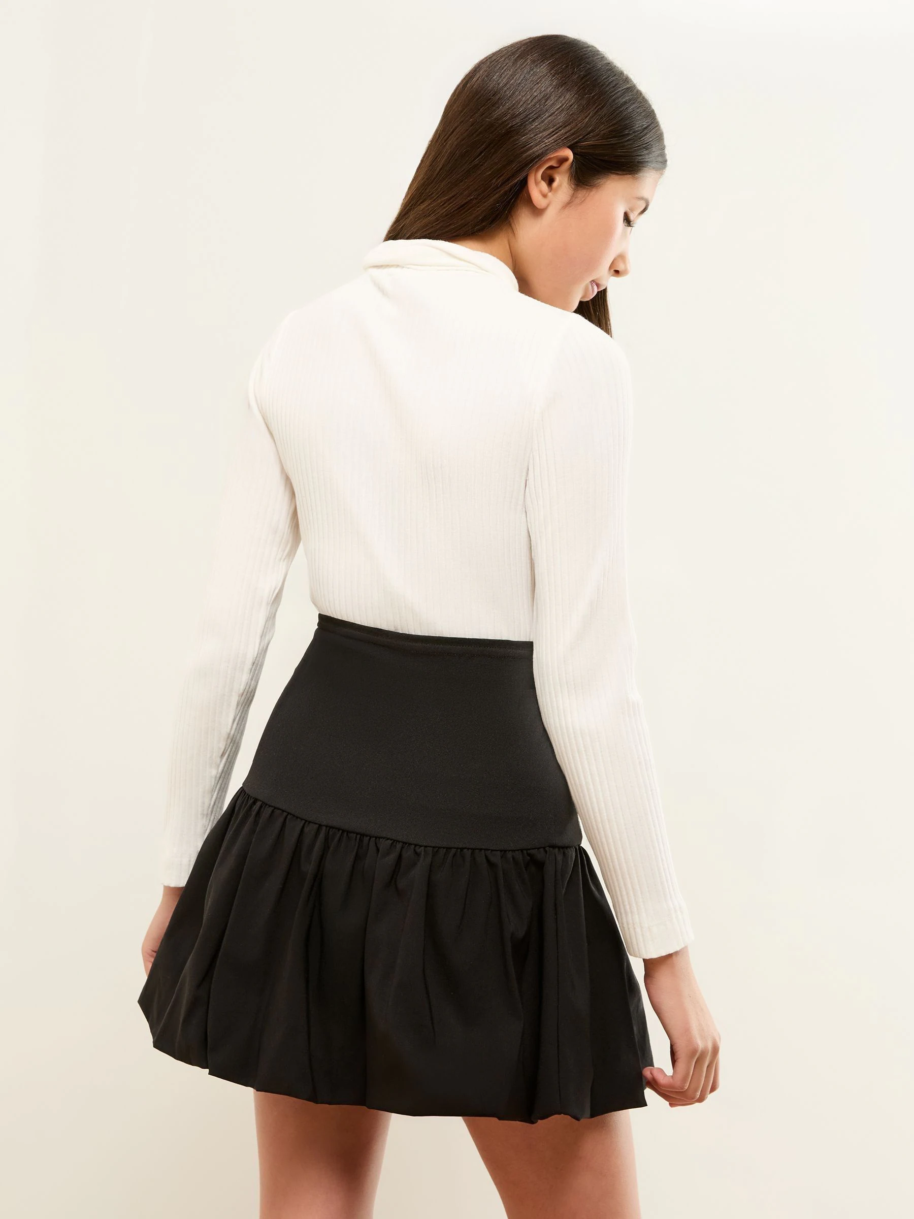 Lipsy Rib Poplin Puffball Rok (5-16jr)
