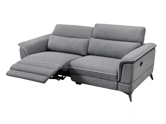 Canapé 3 places relax électrique en tissu gris MACARI