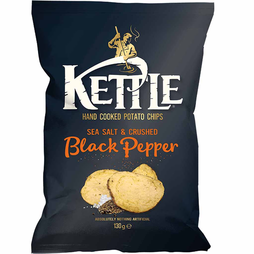 Kettle Chips Sea Salt & crushed Black Pepper 130g MHD:26.4.25