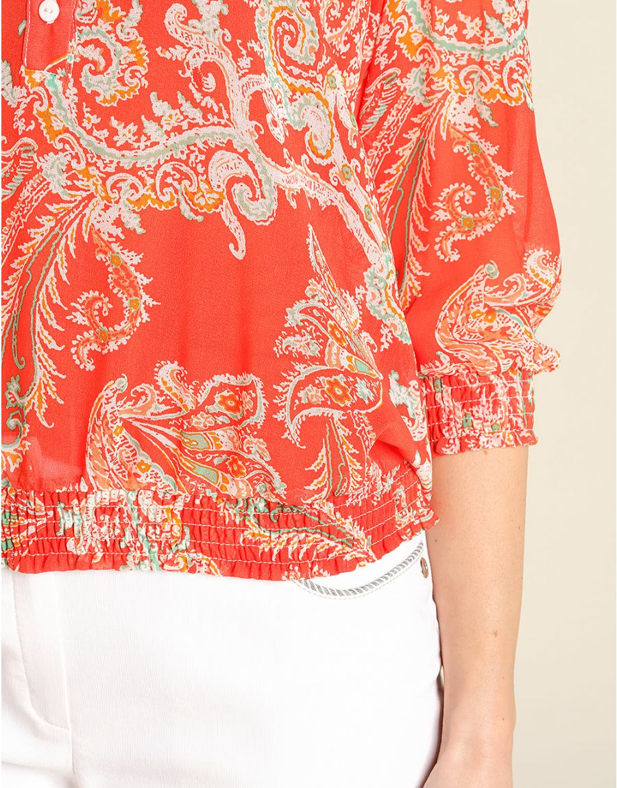 Blouse corail imprimée