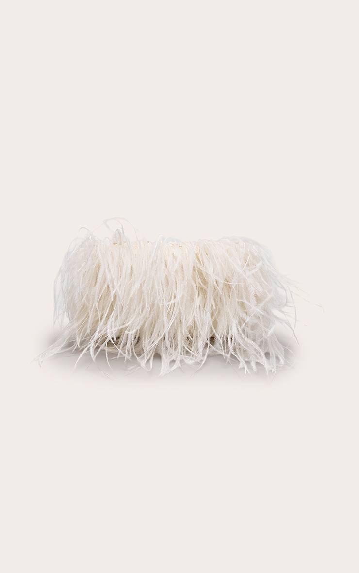 Blanc Pochette À Bordure De Plumes