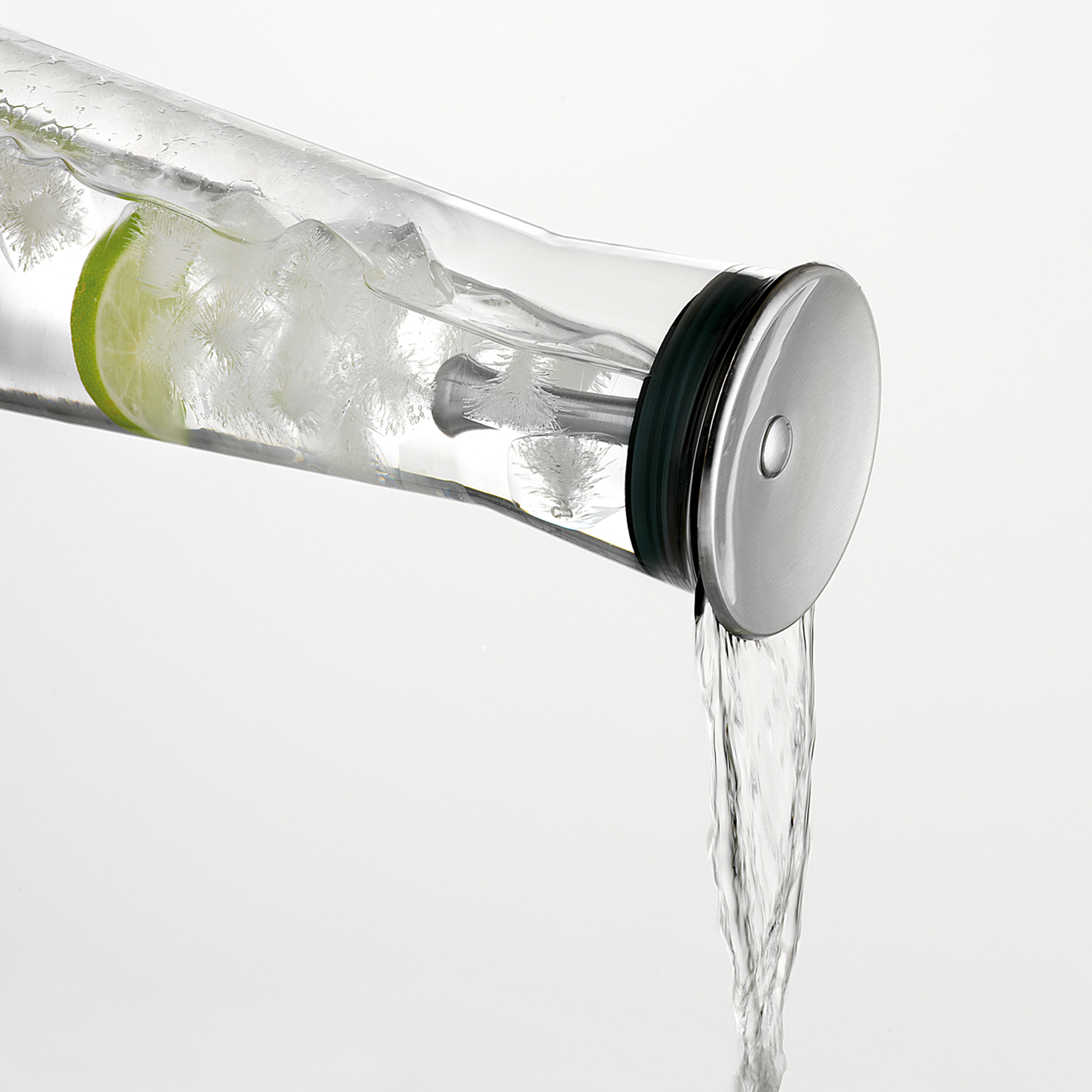 Glaskaraffe Premium - transparent - Edelstahl - 1100 ml