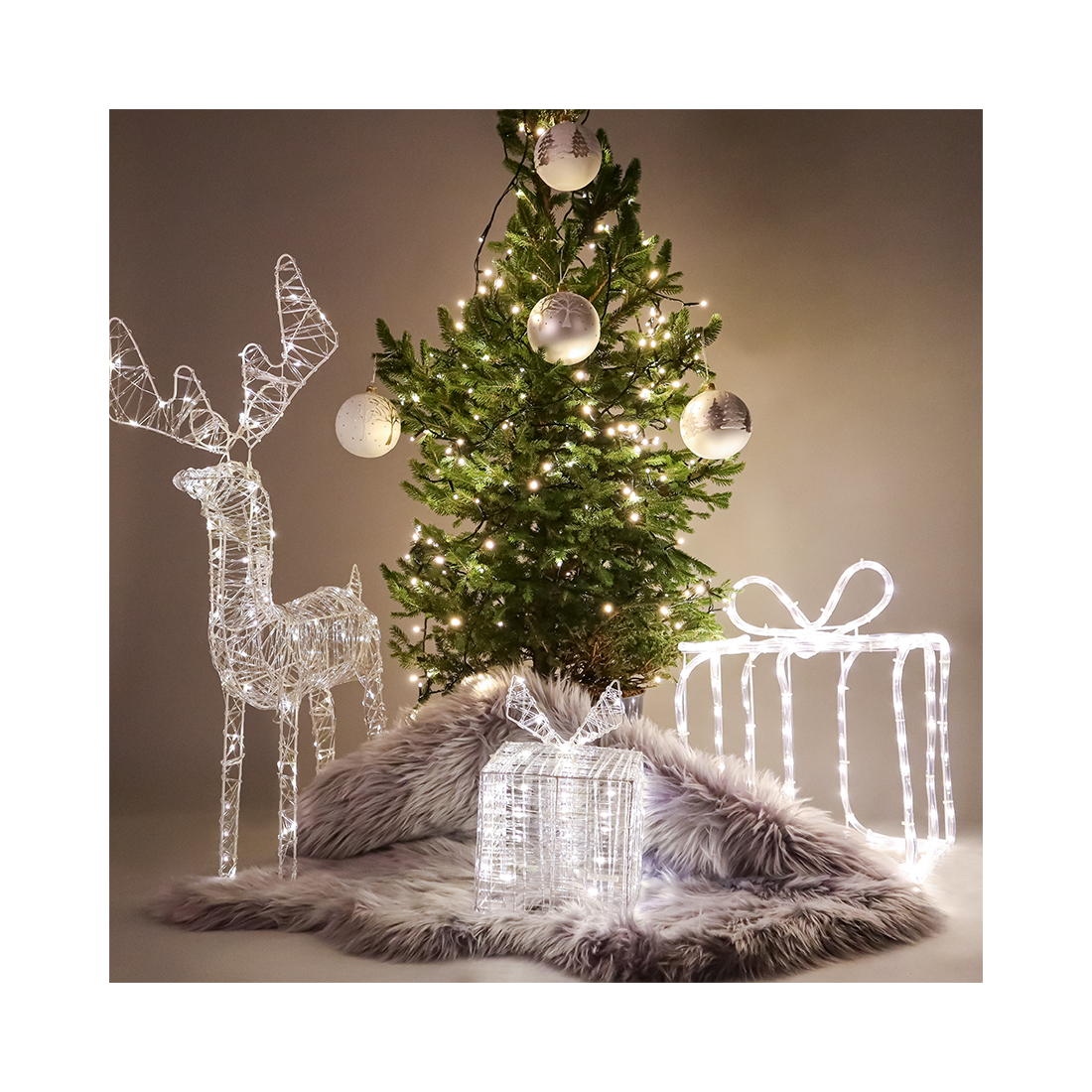 LED Batterie Deko-Geschenkpack 20x20x20cm mit Timer
