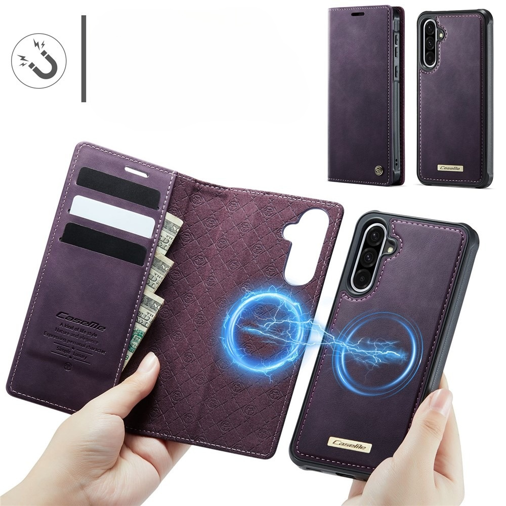 Samsung Galaxy A56 2in1 Leder Tasche   Magnet Hardcase Karten Etui MagSafe-Modul (RFID Schutz) - Lila