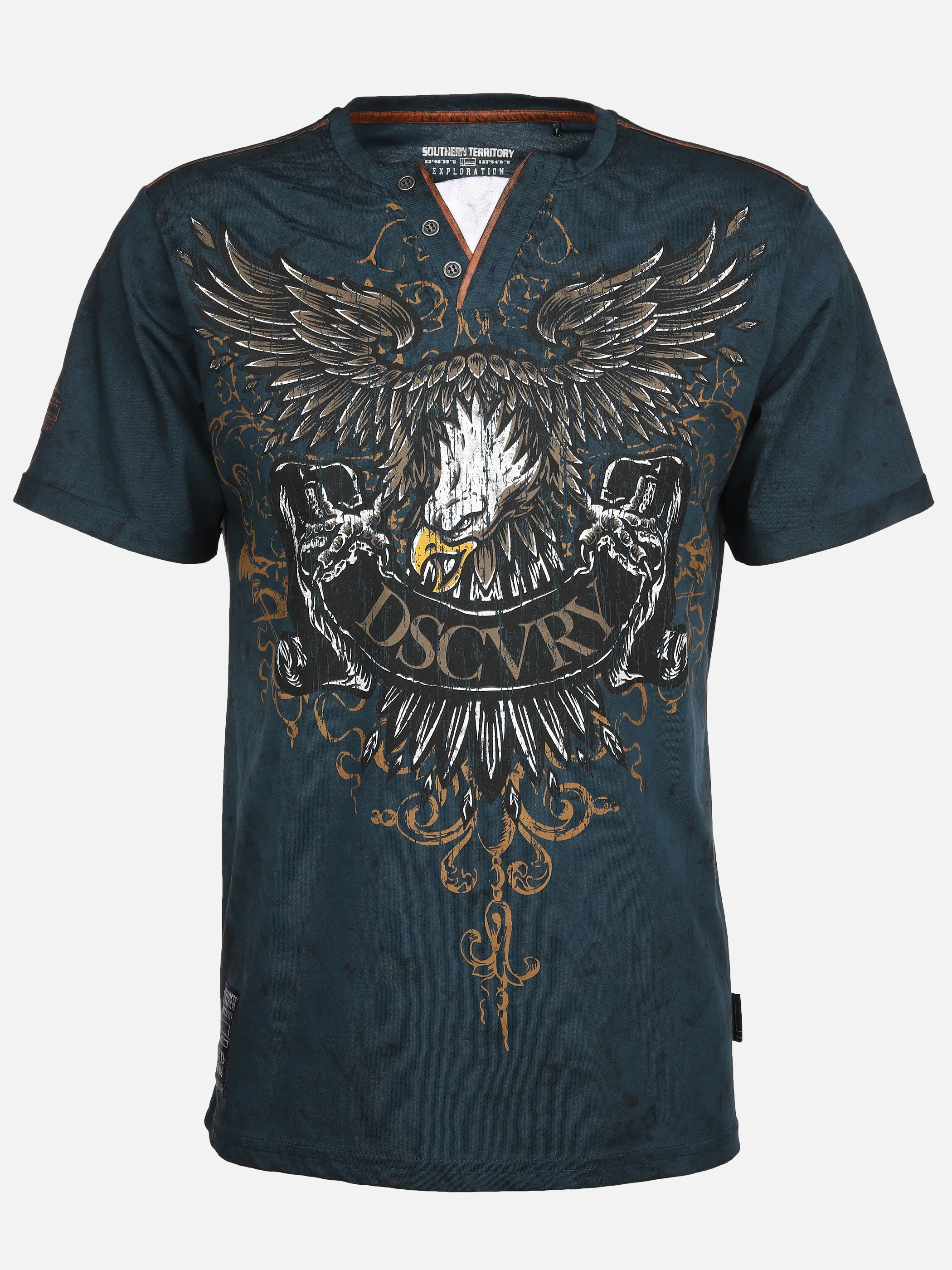 Herren Henleyshirt mit auffälligem Frontprint