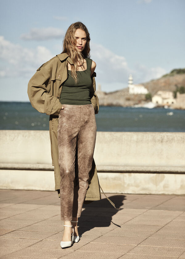 Leggings de camurça com efeito vintage