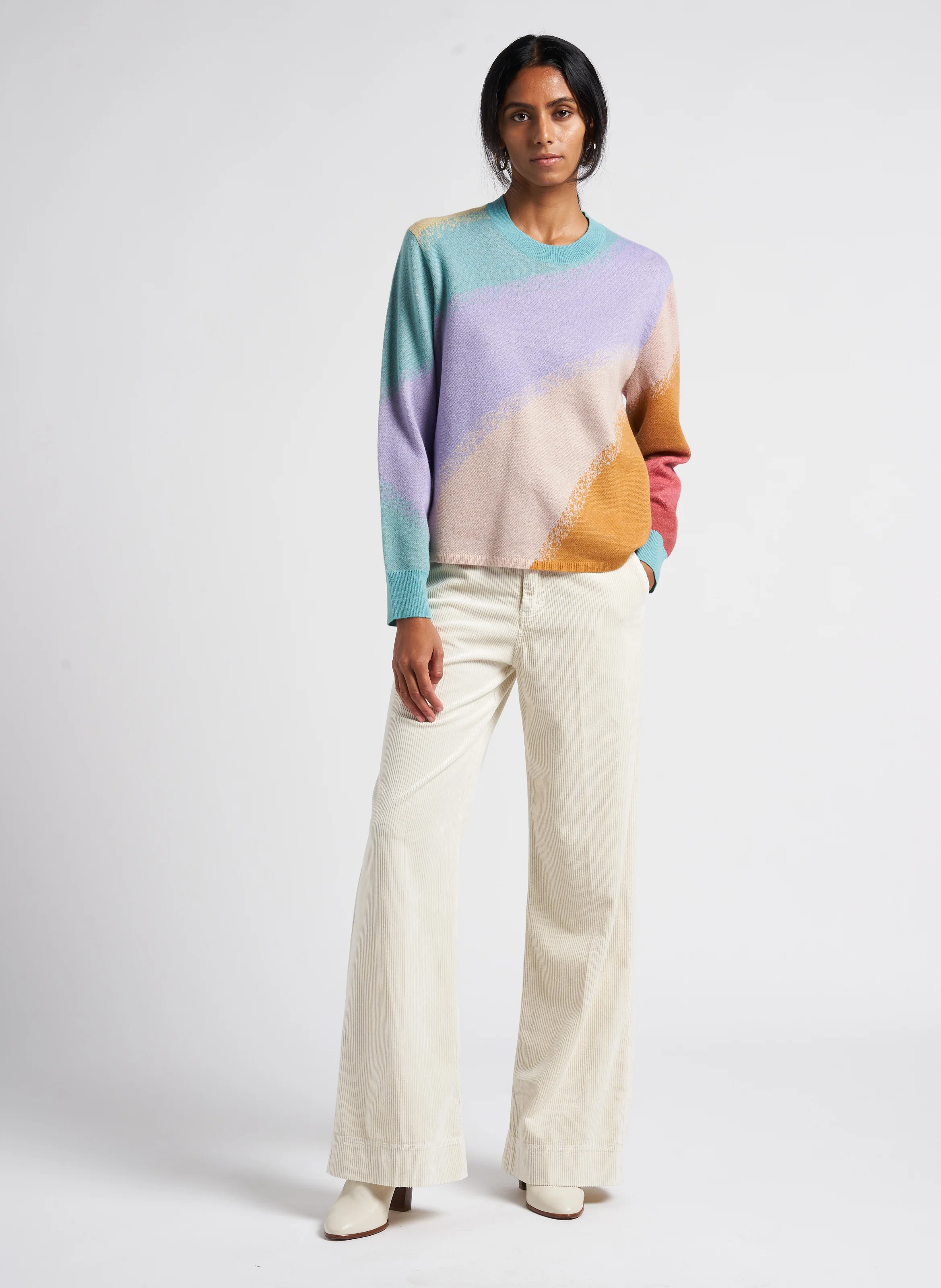 Pull col rond en jacquard | Multicolore