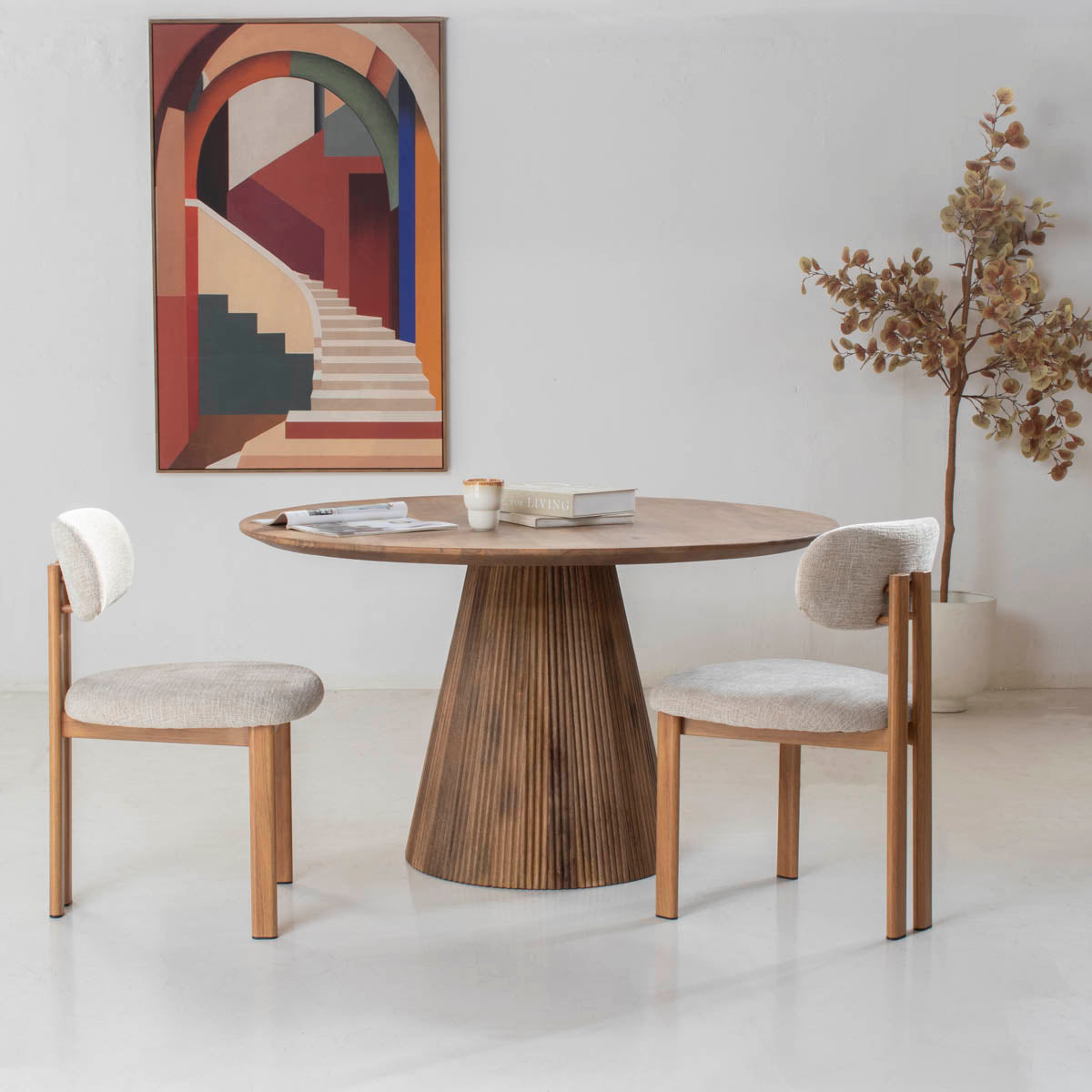 Giga Meubel - Eettafel Rond Naturel Hout - 130cm - Salvador
