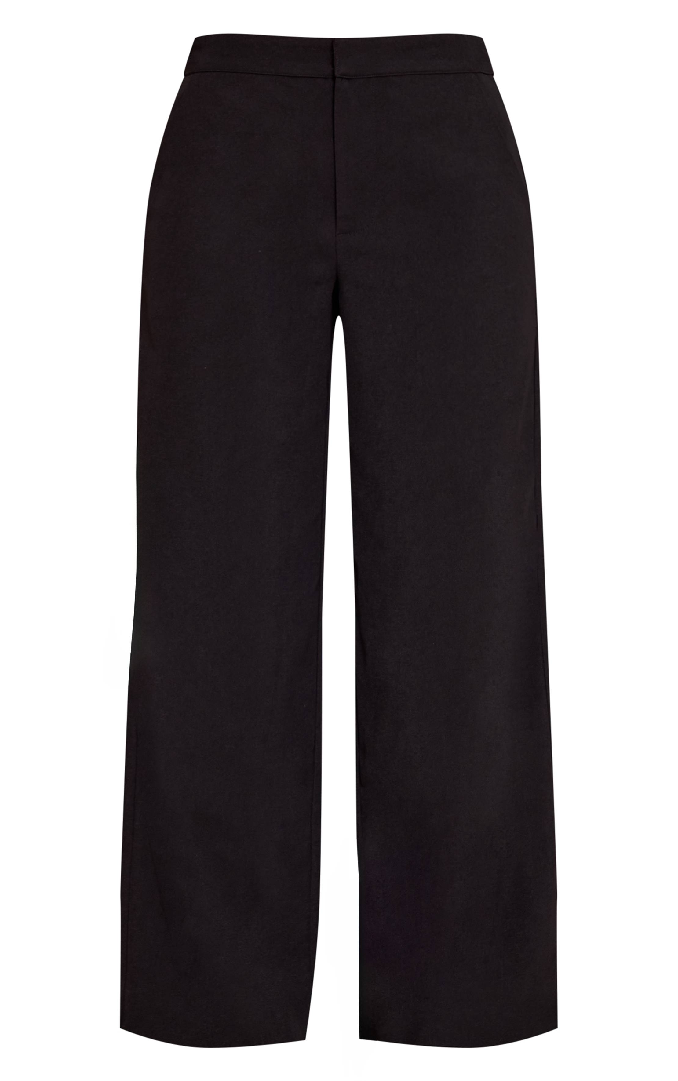 Noir Pantalon Large Taille Mi-haute Coupe Ajustée Petite