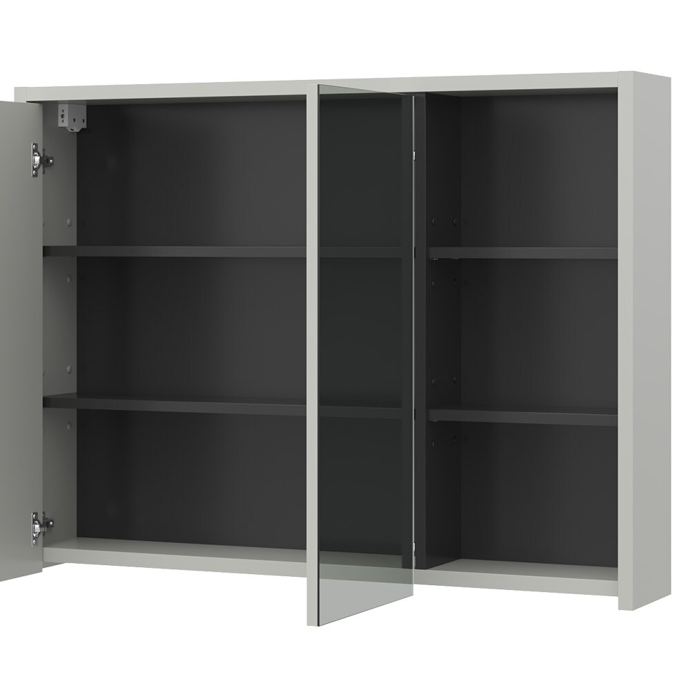 Vicco Spiegelschrank Badschrank Badezimmermöbel Viola Grau Anthrazit modern 100x75 cm Badspiegel Badezimmer Schrank Badmöbel Schranktür Schrankfach