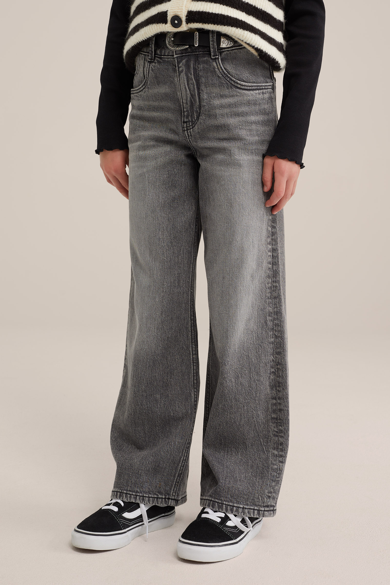 Meisjes wide leg jeans met stretch Blue Ridge Grijs