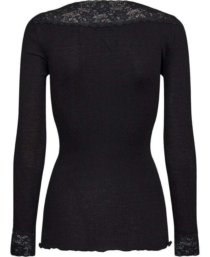 Rosemunde Organic t-shirt w/ lace Black