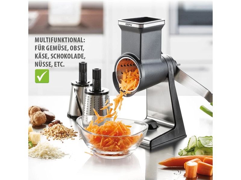 GEFU Trommelreibe Transforma Edelstahl Multifunktionale Trommelreibe