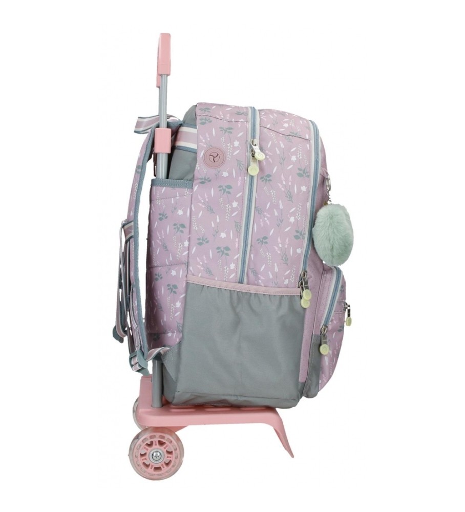 Mochila Enso Beautiful Day com compartimento duplo e rodinhas, roxa