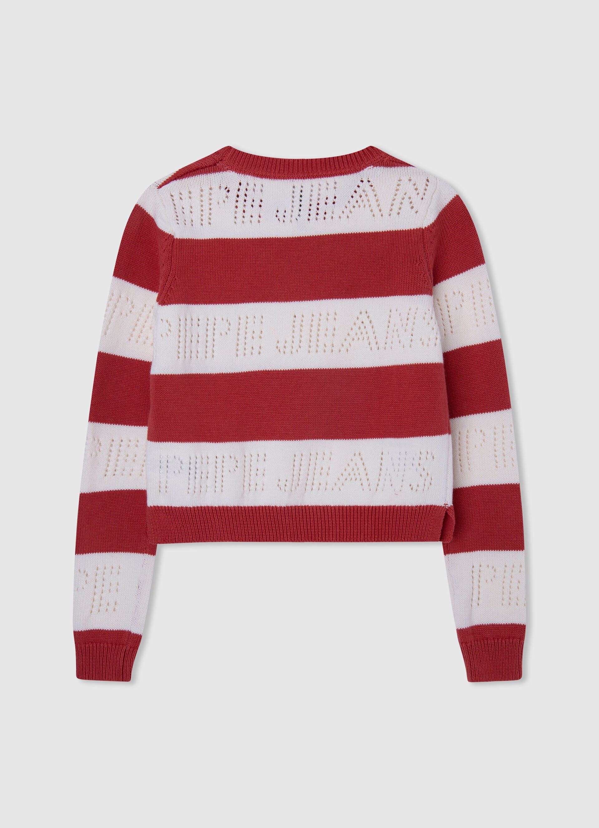 Malha de algodão com estampa listrada - vermelho estúdio