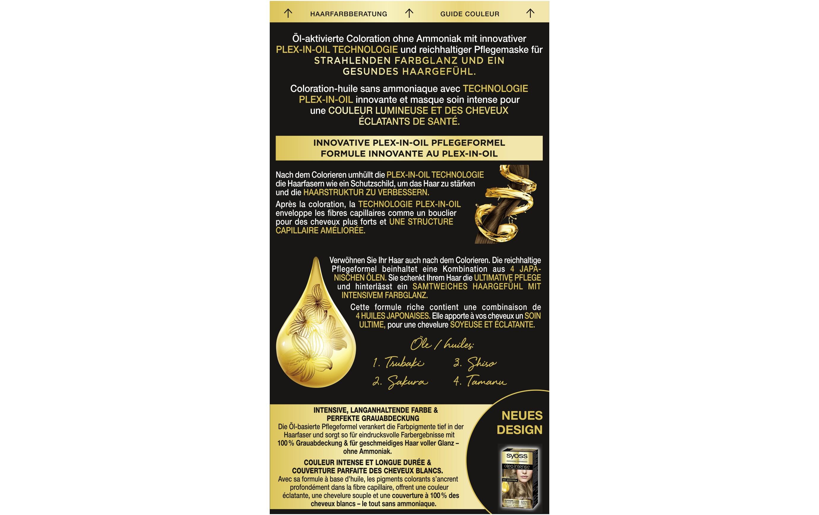 Haarcoloration Oleo Intense 7-58 Kühles Beige BlondDauerhafte Haarfarbe mit pflegendem Öl, Coloration ohne Ammoniak