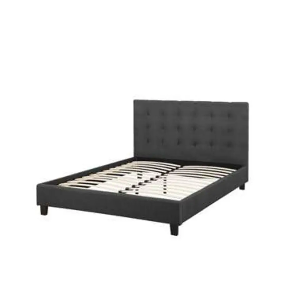 ROCHELLE - Tweepersoonsbed - Donkergrijs - 140 x 200 cm - Polyester