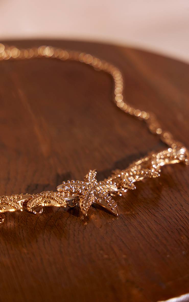 Doré Chaîne De Taille À Détail Étoile De Mer Et Bijoux