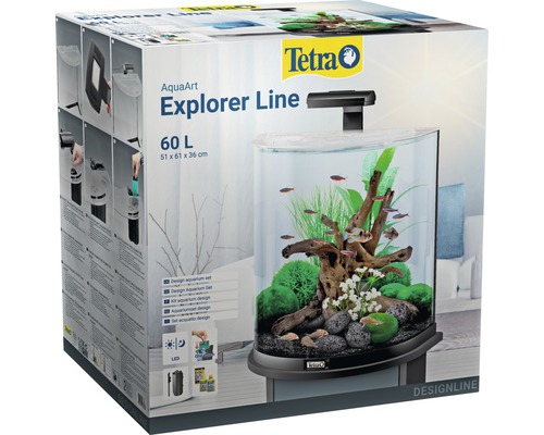 Tetra AquaArt Explorer Line 60L aquarium met verlichting, verwarming en filter (zonder kast), zwart