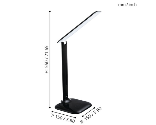 LED-kantoorlamp, dimbaar, 2,9W, 280 lm, 3000/6500 KH, 55 cm, Caupo, zwart